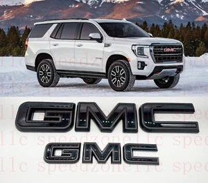 2021-2024 GMC YUKON YUKON XL Front Rear Tailgate Matte Black OVERLAY Emblem - Picture 1 of 10