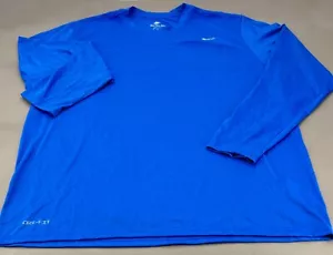 Men's Nike The Nike Tee Dri-FIT Long-Sleeve Crewneck T-Shirt Blue Size XXL - Picture 1 of 6