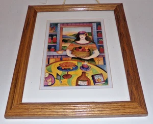 Framed Matted Art Print by Artist Jessel Miller Country Woman Kitchen 11.5"x9.5" - Picture 1 of 5
