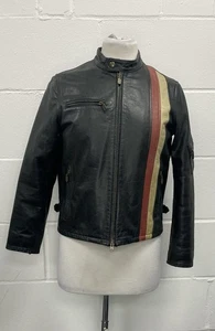 Damenjacke Belstaff Gold Label schwarz mit rotem Leder Biker-Stil UK 10 - Bild 1 von 7
