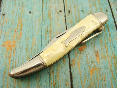 NAVAJA DE BOLSILLO DE PESCA GRANDE PRE '56 IMPERIAL EE. UU. GADGET CAJA APAREJOS CUCHILLOS DE COLECCIÓN Foto 1 de 4