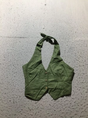 Chaleco halter Love Tree mezcla de lino para mujer M mediano verde oliva botón cuello en V Foto 1 de 4
