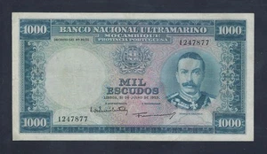Portugal Mozambique 1000 Escudos 1953 P-105 VF++ RARE SIGNATURE - Picture 1 of 2