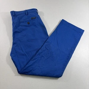 LESEN Brooks Brothers Herrenhose 35 x 30 royalblau Clark gerade flache Vorderseite Chino - Bild 1 von 13
