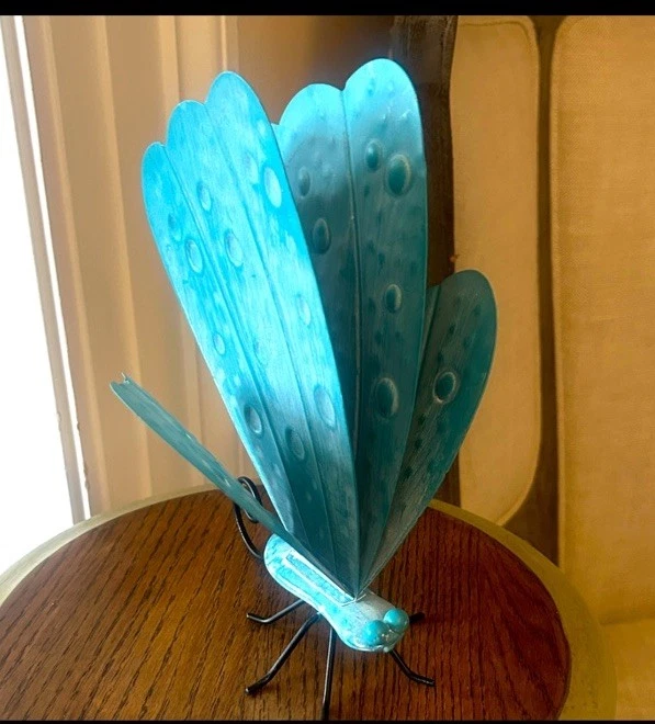 NWT Butterfly Garden Sculpture Metal Statue Yard Pool Pond Decor 10” - Image 1 of 3