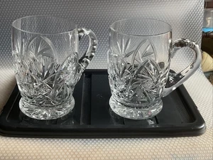 2 X American Brilliant Period ABP Hobstar Cut Glass Crystal Tankards,14cm Tall. - Picture 1 of 24