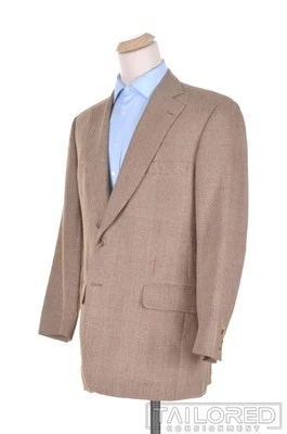 PAUL STUART Beige Brown Plaid Check Wool Mens Blazer Sport Coat Jacket - 44 L - Image 1 of 4