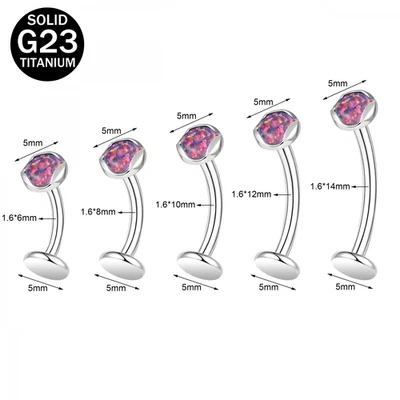 1 Pieza 14G Titanio Ombligo Anillo Ópalo Ombligo Piercing Barra Joyería Foto 1 de 4