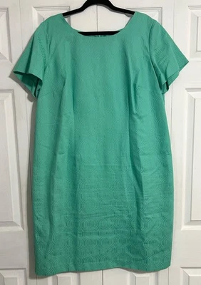 Talbots Women’s Size 16W Sheath Dress Teal Blue Lined Short Sleeve Knee Length - Image 1 of 4
