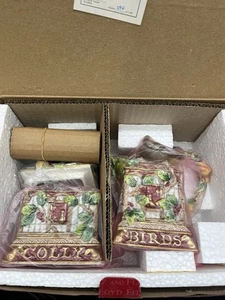 Fitz & Floyd 12 Days of Christmas Four Colly Birds Zuckerkännchen & Milchkännchen mit Löffel - Bild 1 von 4