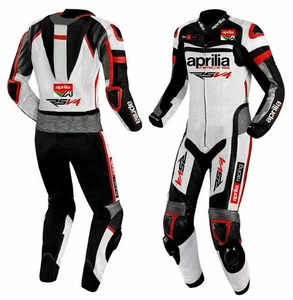 Aprilia Moto Carreras Cuero de Vaca Traje Motocicleta Motociclista Montar Traje - Imagen 1 de 3