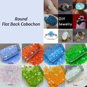 3~5mm Flat Back Round Cabochon Synthetic jelly Opal For Jewelry Making - Picture 1 of 30