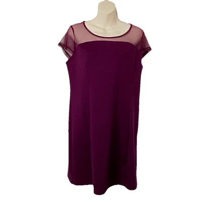 MAC & JAC PLUM MESH TOP COCKTAIL DRESS, SIZE XL - Image 1 of 4