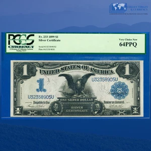 Fr.233 1899 $1 One Dollar Silver Certificate "BLACK EAGLE" , PCGS 64 PPQ #58905 - Picture 1 of 3