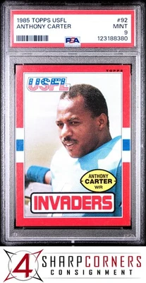 1985 TOPPS USFL #92 ANTHONY CARTER RC INVADERS PSA 9 - Image 1 of 3