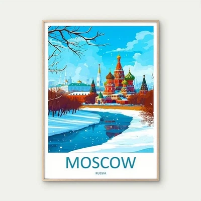 A Snowy Day At Saint Basil's Moscow  Travel Poster Choose Your Size - Image 1 of 2