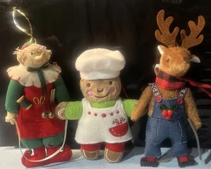 Plush Ornament Lot of 3 -Taylor Elf, Gingerbread Baker, Reindeer Carpenter (new) - Picture 1 of 12