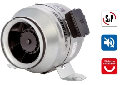 NEU Stahl LEISE Rohrventilator Lüftervon Soler&Palau S&P Jetline / 100 - 315 mm