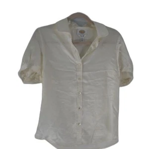 Talbots Petites Bluse reine Seide Größe 10 Elfenbein Kurzarm Knopfleiste - Bild 1 von 8