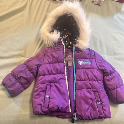 Casaco de chuva bufante infantil menina 18 meses esboçadores com detalhe azul - Imagem 1 de 4