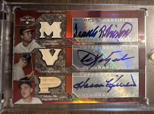 2008 Topps Triple Threads FRANK ROBINSON CARL YASTRZEMSKI H.K. Jersey Patch Auto