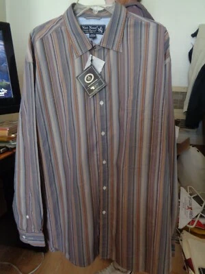 NWT! NAT NAST Retro Multi Color Shadow Stripes! Long Sleeves Casual or Dress XXL - Image 1 of 4