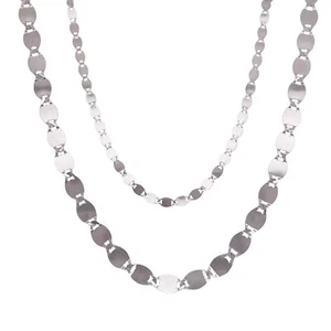 14k White Gold Mirror Valentino Adjustable 14"to17" 3mm/5mm Gold Choker/Necklace - Picture 1 of 17