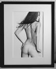 Framed ORIGINAL Nude Woman Pencil Drawing 20 x 16 Inches