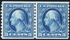 458, Mint VF NH 5¢ Coil Pair - Gum is disturbed SCV $75.00 - Stuart Katz - Picture 1 of 1