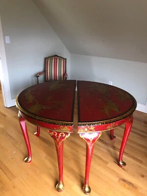antique demilune table - Image 1 of 3