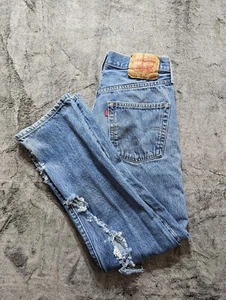 Pantalones de mezclilla para hombre Levi's 501XX con botones desgastados talla 32x33 lavado medio - Imagen 1 de 15