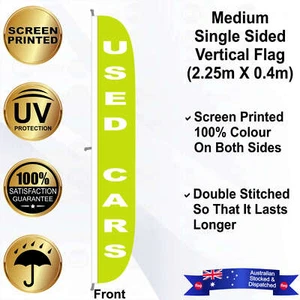 U SED CARS Green Vertical 40x225cm Flag *Waterproof *For Existing Fixed Pole - Picture 1 of 5