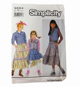 Simplicity 9884 Girls Western Skirt Vest Jacket Sewing Pattern Sz 7-14 Vintage - Picture 1 of 3
