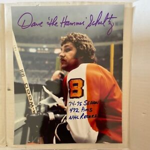 Philadelphia Flyers Dave The Hammer Schultz In The Penalty Box Autographed Photo