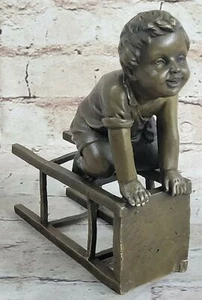 Art Deco Linda Niña Sentada en Silla Estatua de Bronce Escultura Arte Figura - Imagen 1 de 7