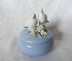 Caja baratija con tapa azul Capodimonte Italia POMAS BLANCAS - Imagen 1 de 8