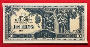 WWII JAPANESE GOVERNMENT OCCUPATION, MALAYA, 10 DOLLARS, CRISP UNCIRCULATED NOTE - Picture 1 of 2