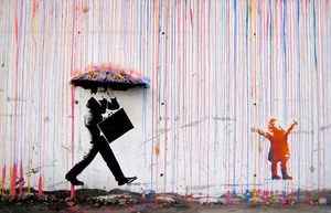 TIME4BILD BANKSY Colorido Lluvia Colorido Lluvia Loft IMÁGENES LIENZO (120x80cm) - Imagen 1 de 4