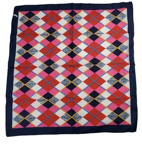 Vintage Argyle Water Repellent Designer Scarf Rain or Shine New 27" Square - Picture 1 of 6