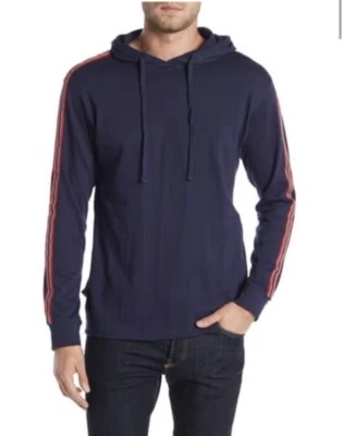 Burnside 男式海军蓝条纹袖套衫连帽衫 XL 码连帽上衣 — 第 1/4 张图片