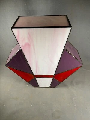 Vitral Luz Geométrica Lámpara Pantalla Vela Cubierta 10" Alto Rosa 4403 Foto 1 de 4