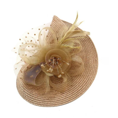 Straw Church Derby Cocktail Fascinators Hat Headband Kentucky Cocktail Party - Imagem 1 de 4