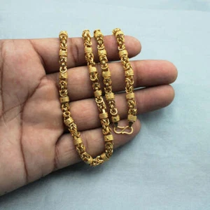 18k Gold Chain Necklace Indian Handmade Jewelry, Thick Men 5mm real Gold Chain - Picture 1 of 6