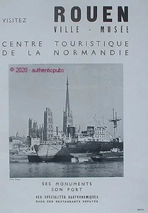 PUBLICITE ROUEN VILLE MUSEE MONUMENT PORT CATHEDRALE TOURISME DE 1948 AD PUB - Foto 1 di 1