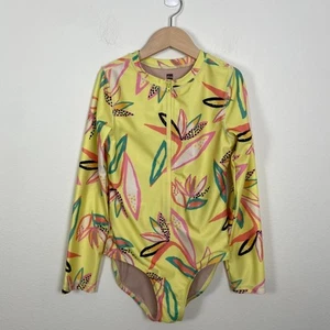 Tea Collection Girls 12 Rash Guard Swimsuit Long Sleeve Floral Pool Ocean Summer - Picture 1 of 5