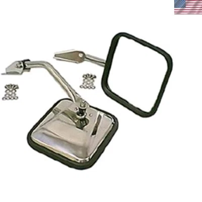 Stainless Steel Door Mirror for Jeep CJ-5/CJ-6/CJ-7/CJ-8 | Complete Kit Included - Imagem 1 de 2