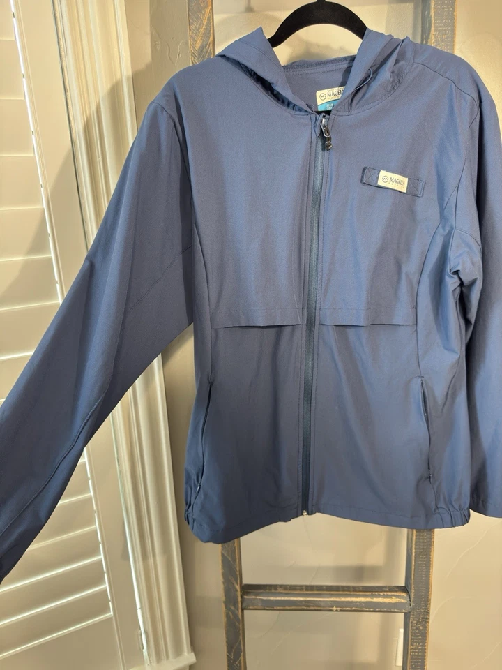 Magellan Outdoors Mujer XL Azul Marino Con Capucha Cremallera Completa Chaqueta Abrigo Chaqueta de Lluvia Foto 1 de 4