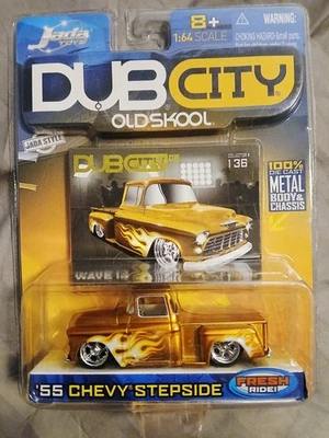 Camioneta Chevy Stepside Jada 1:64 Old Skool 55 DE COLECCIÓN 2005 Gold Dub City Wave 13 Foto 1 de 4