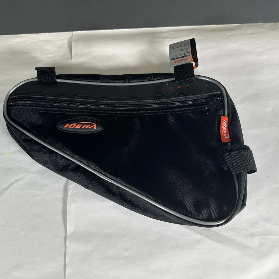 "Ibera Triangle Bike Frame Bag – Water-Resistant Saddle Bag, Black & Orange - Image 1 of 4