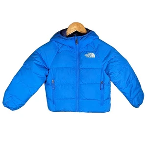 Kids North Face Puffer Jacket Size XS Down Filled Winter Coat Hooded 600 Blue - Picture 1 of 4